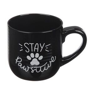 Black 'Stay Pawsitive' Coffee Mug